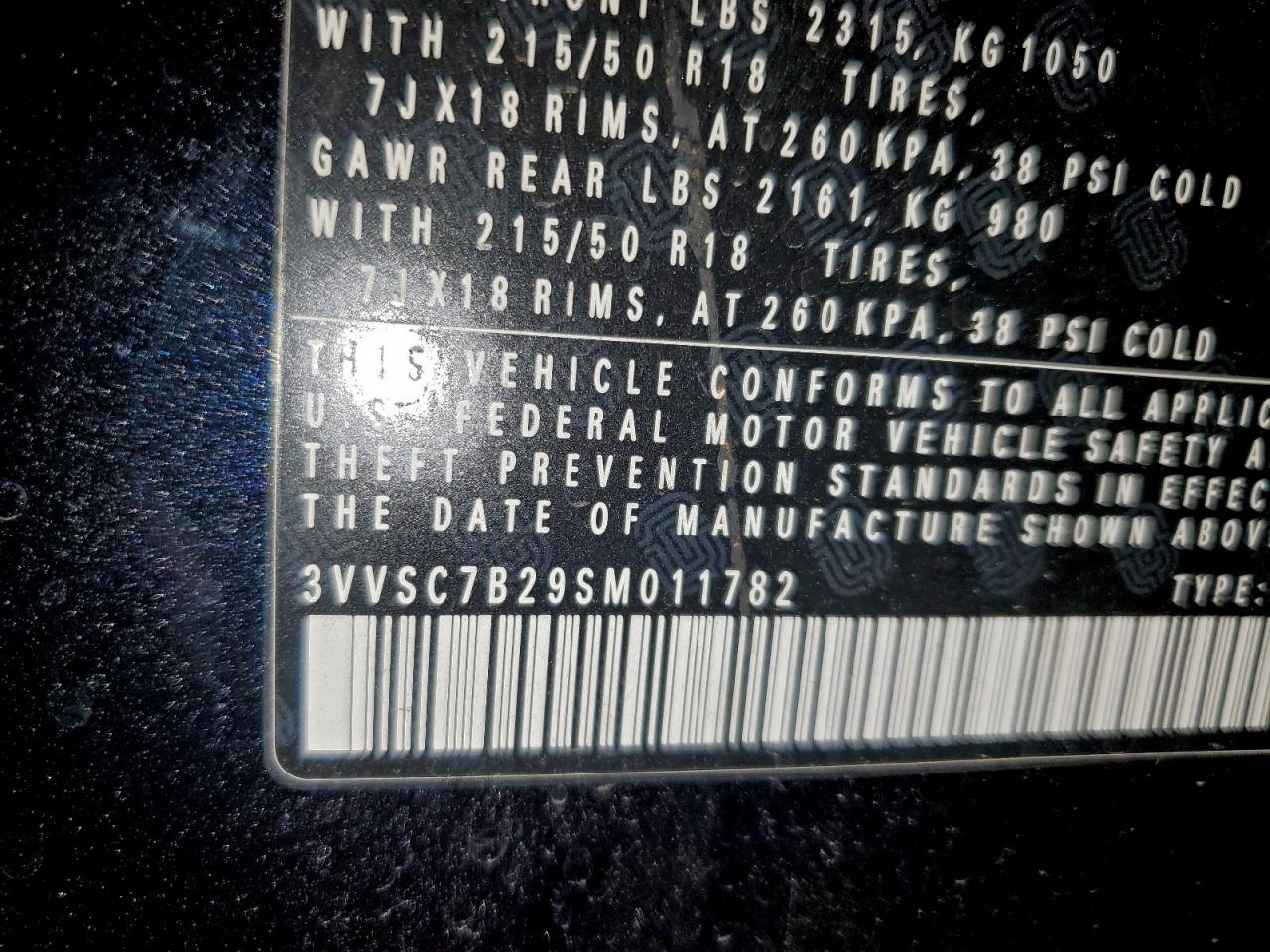 2025 Volkswagen Taos Se VIN: 011782 Lot: 94814775