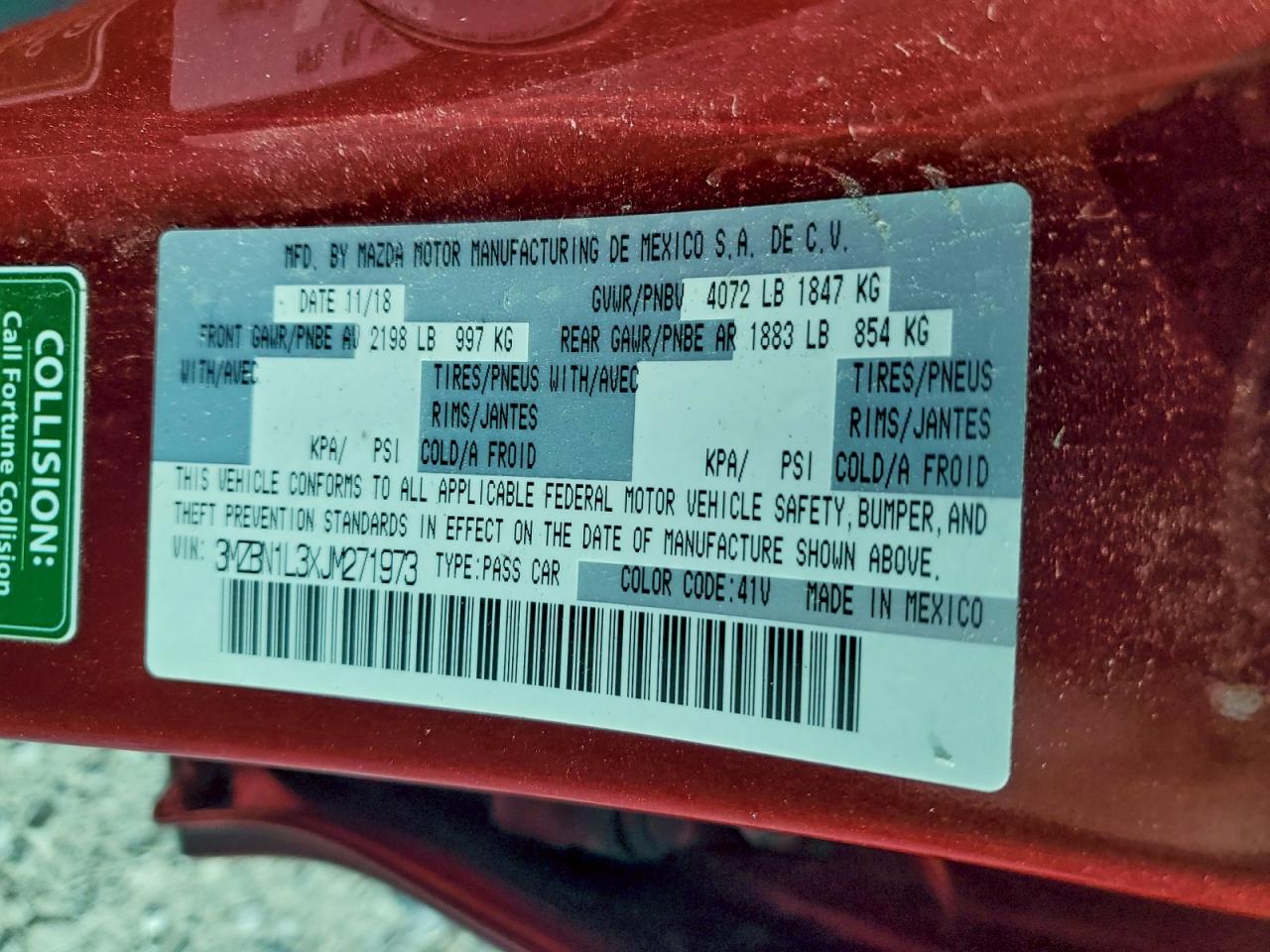 2018 Mazda 3 Touring VIN: 3MZBN1L3XJM271973 Lot: 93599945