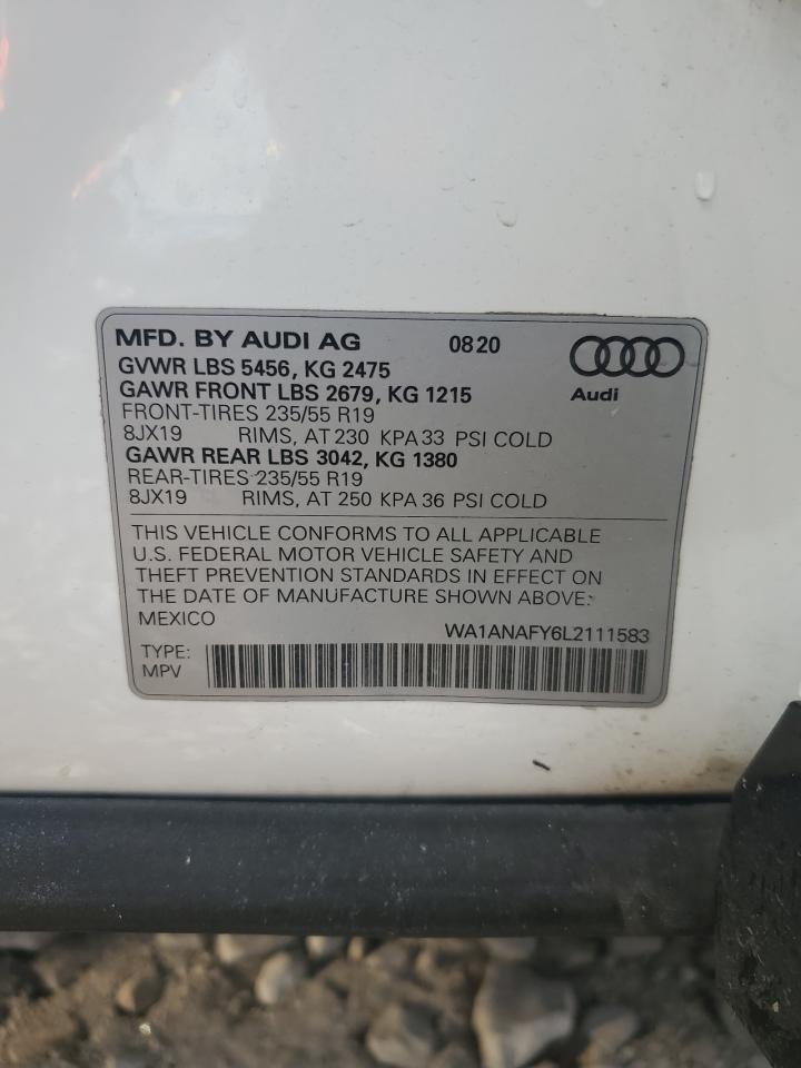 2020 Audi Q5 Premium VIN: WA1ANAFY6L2111583 Lot: 93134815