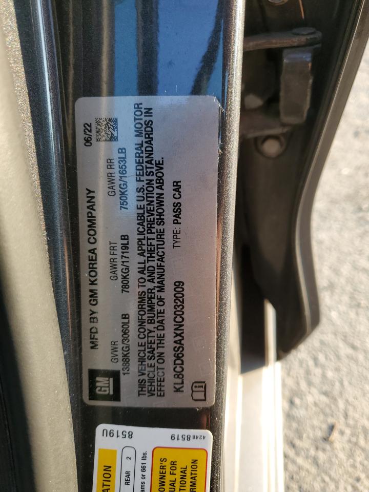 2022 Chevrolet Spark 1Lt VIN: KL8CD6SAXNC032009 Lot: 94040935