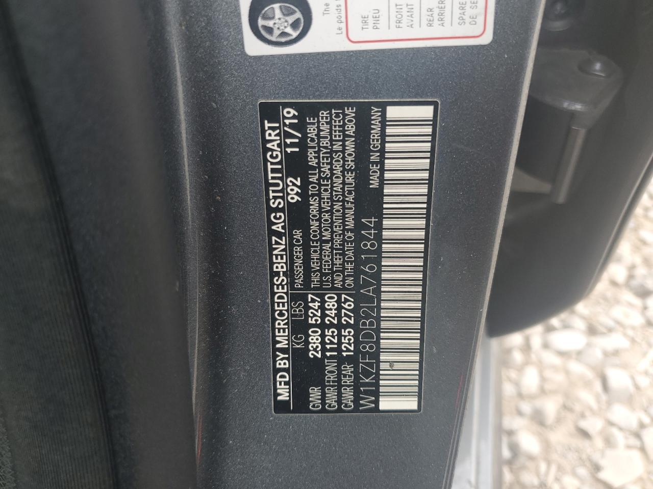 2020 Mercedes-Benz E 350 VIN: W1KZF8DB2LA761844 Lot: 91803625