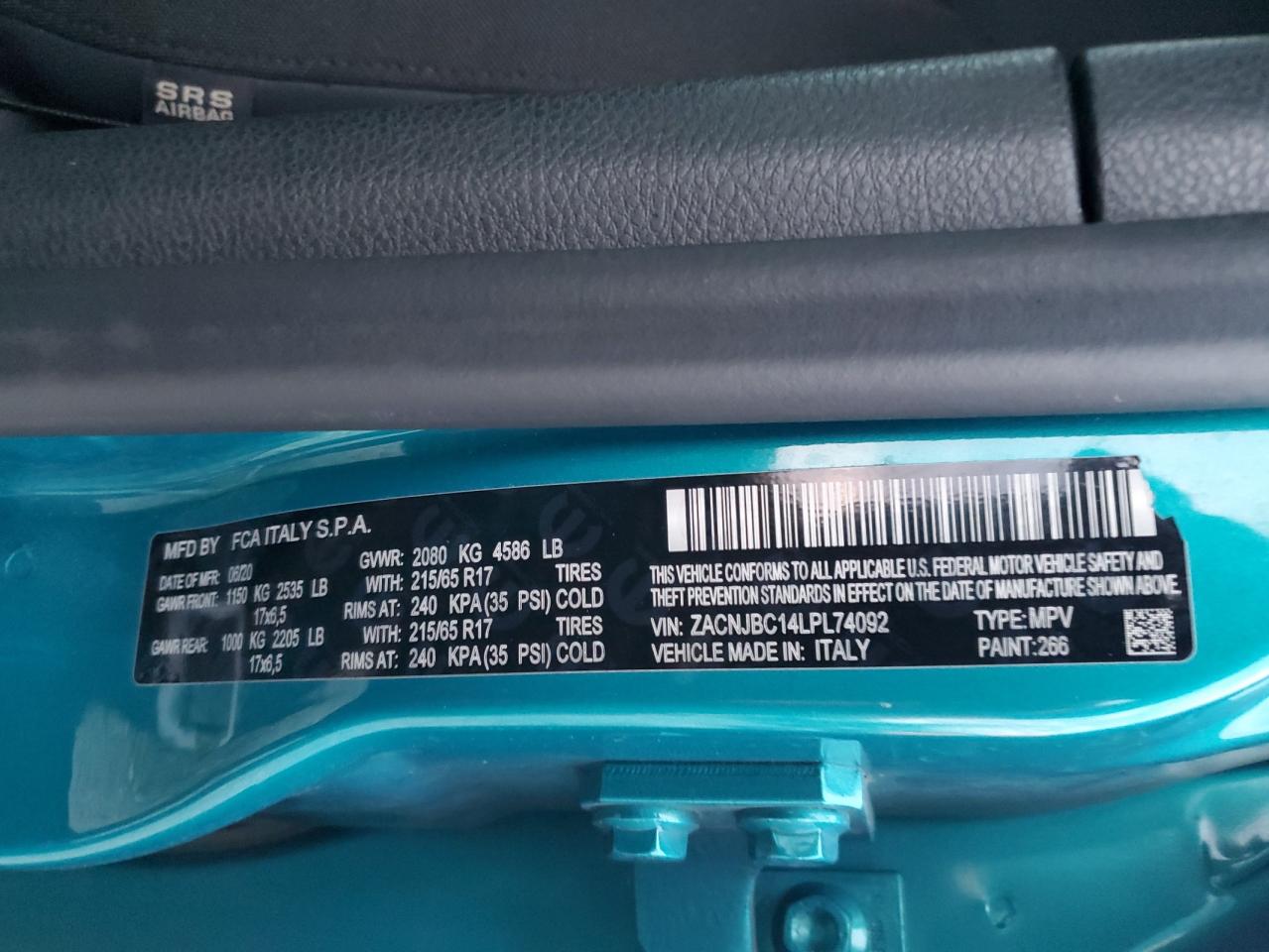 2020 Jeep Renegade Trailhawk VIN: ZACNJBC14LPL74092 Lot: 92230245