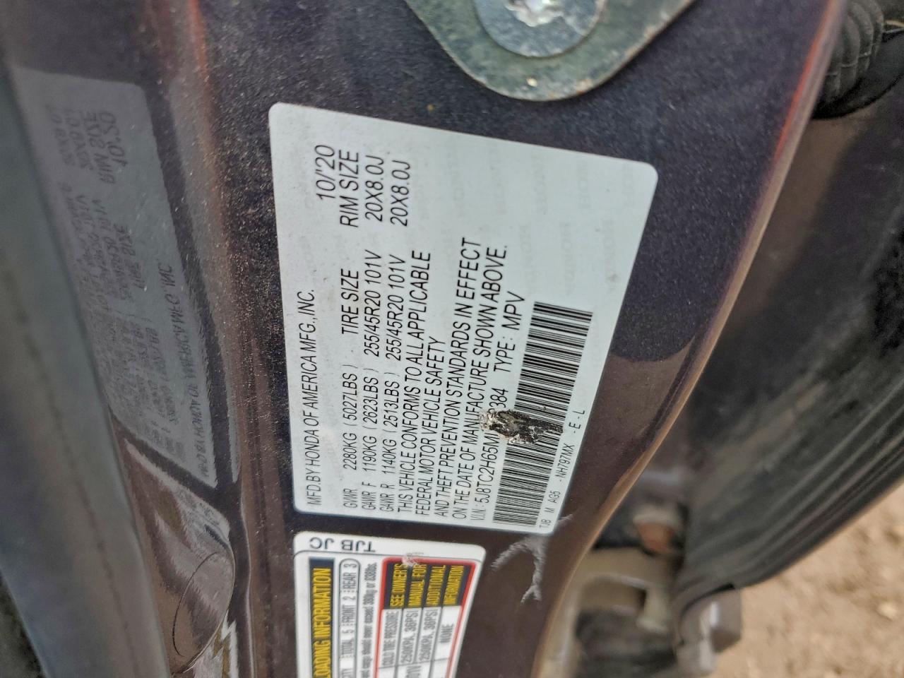 2021 Acura Rdx A-Spec VIN: 5J8TC2H65ML012384 Lot: 93745295