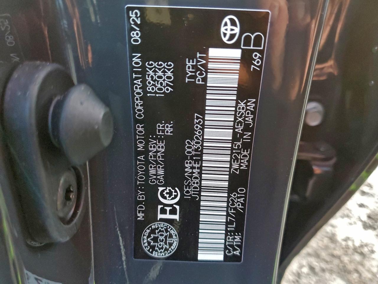 2026 Toyota Corolla Le VIN: JTDBDMHE1T3026937 Lot: 93133285