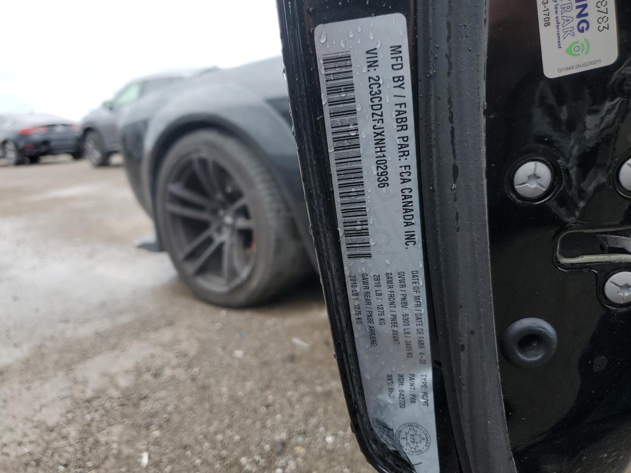 2022 Dodge Challenger R/T Scat Pack VIN: 2C3CDZFJXNH102936 Lot: 87093455