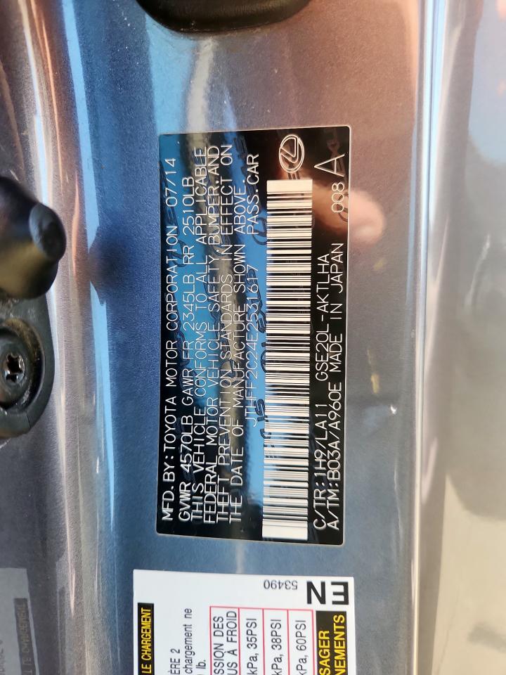 2014 Lexus Is 250 VIN: JTHFF2C24E2531617 Lot: 92844525