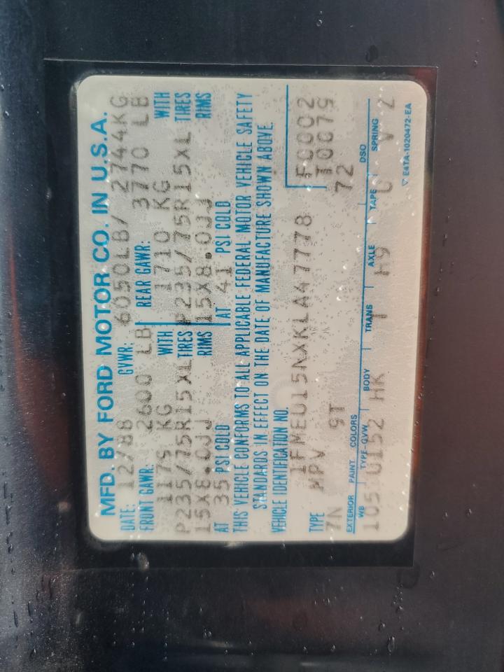 1989 Ford Bronco U100 VIN: 1FMEU15NXKLA47778 Lot: 92915585