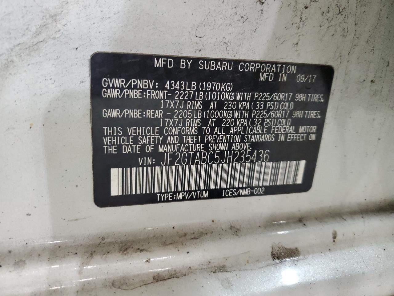 2018 Subaru Crosstrek Premium VIN: JF2GTABC5JH235436 Lot: 93677155