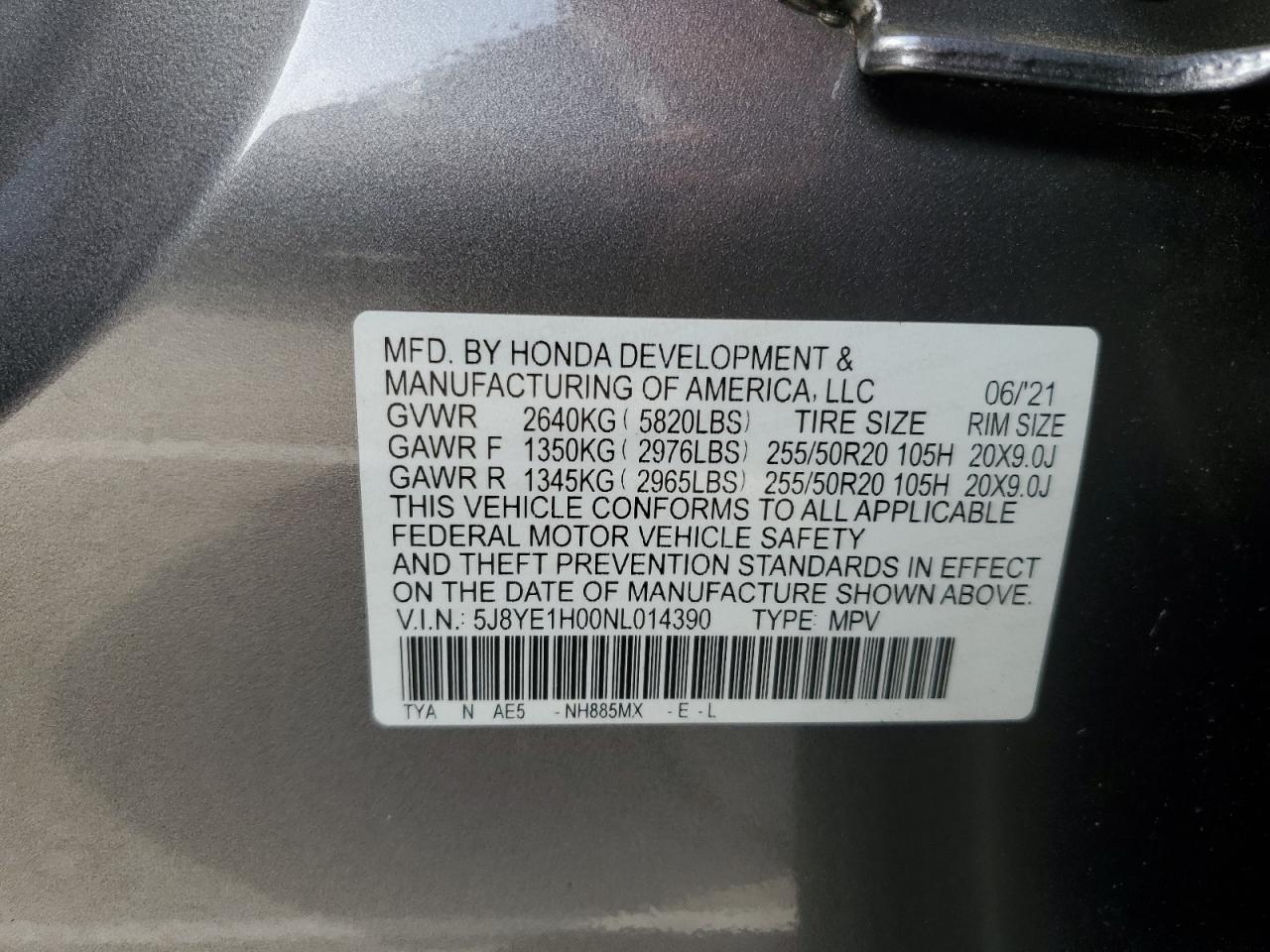 2022 Acura Mdx A-Spec VIN: 5J8YE1H00NL014390 Lot: 91221505