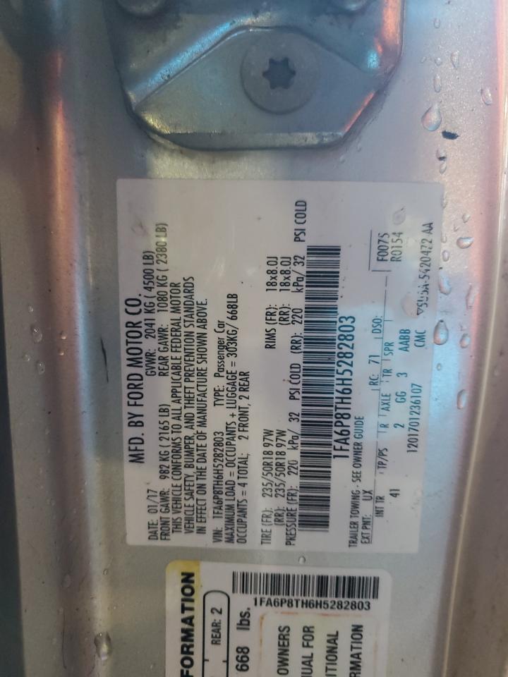 2017 Ford Mustang VIN: 1FA6P8TH6H5282803 Lot: 89841135