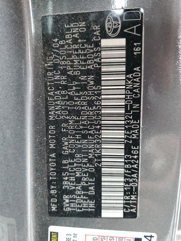 2005 Toyota Corolla Matrix Xr VIN: 2T1KR32E45C356215 Lot: 93748085