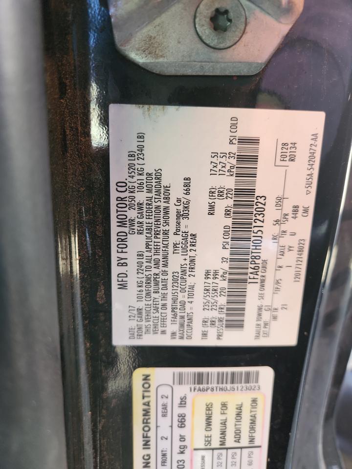 2018 Ford Mustang VIN: 1FA6P8TH0J5123023 Lot: 90703715