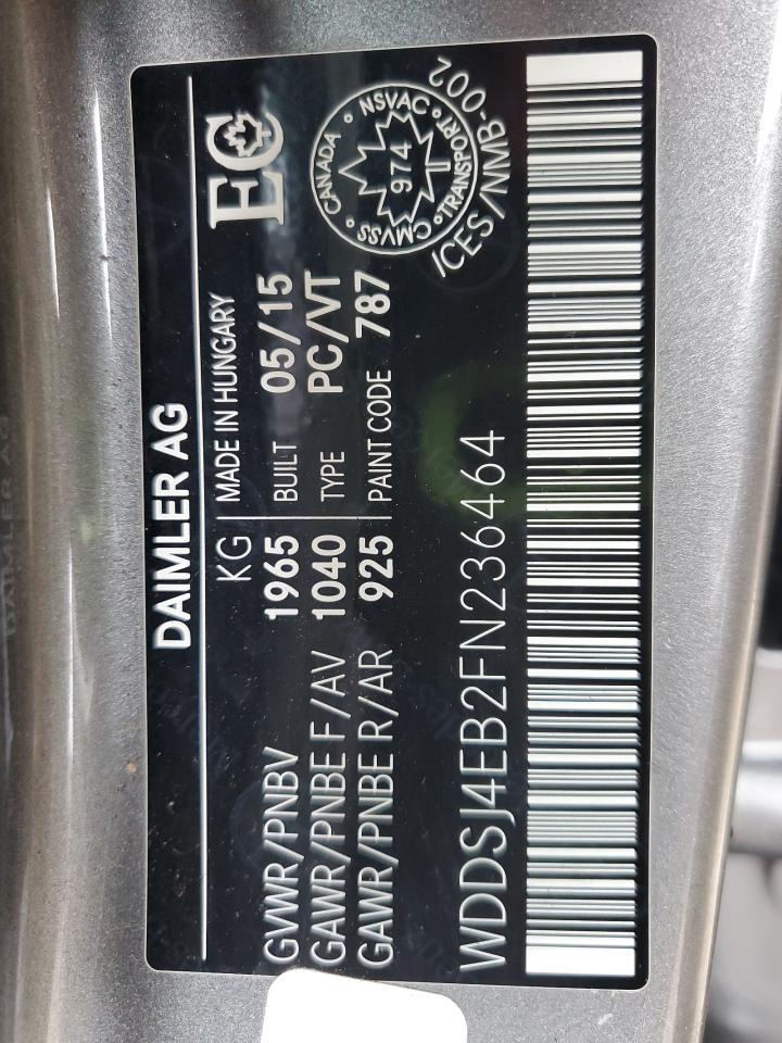 2015 Mercedes-Benz Cla 250 VIN: WDDSJ4EB2FN236464 Lot: 92850195