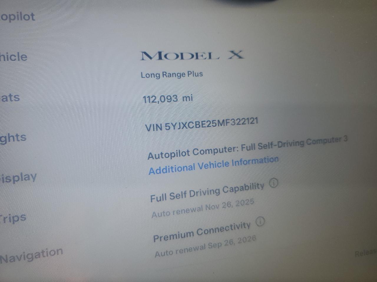 2021 Tesla Model X VIN: 5YJXCBE25MF322121 Lot: 92929645
