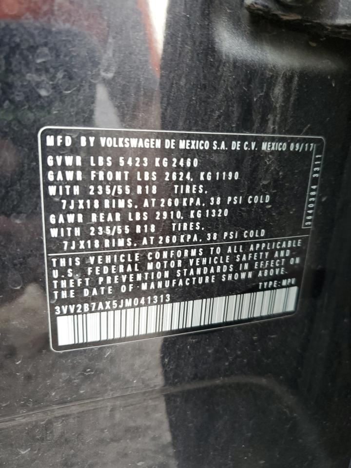 2018 Volkswagen Tiguan Se VIN: 3VV2B7AX5JM041313 Lot: 93622135