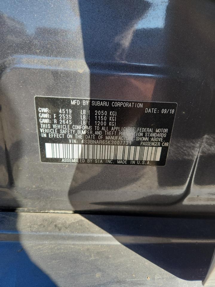 2019 Subaru Legacy Sport VIN: 4S3BNAR65K3007731 Lot: 91737735