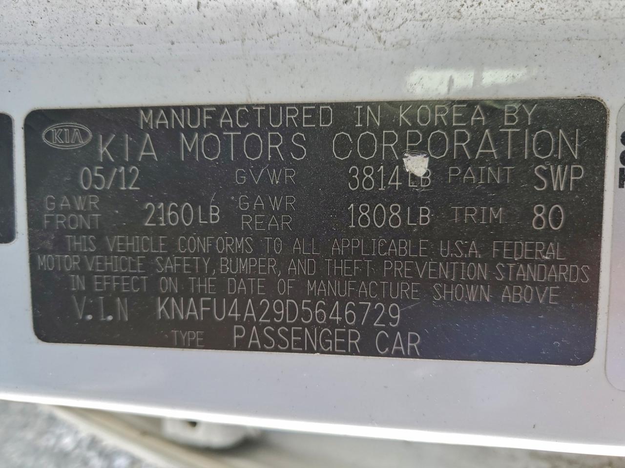 2013 Kia Forte Ex VIN: KNAFU4A29D5646729 Lot: 94191035