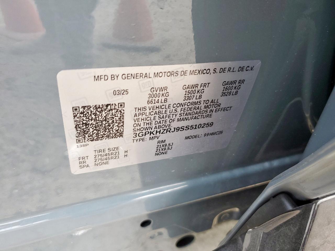 2025 Honda Prologue Elite VIN: 3GPKHZRJ9SS510259 Lot: 92835485