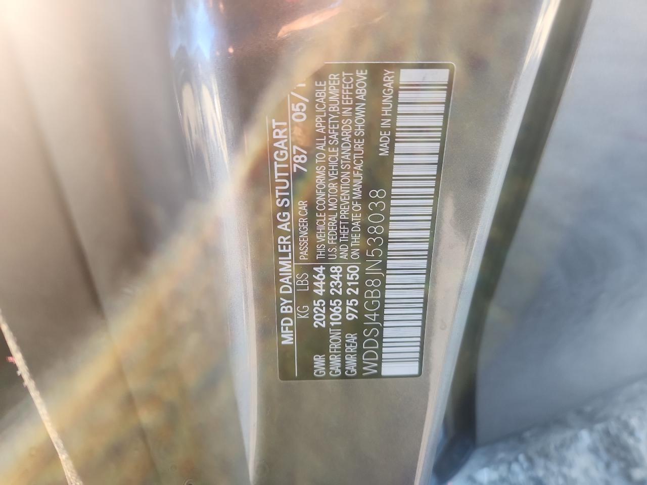 2018 Mercedes-Benz Cla 250 4Matic VIN: WDDSJ4GB8JN538038 Lot: 91614935