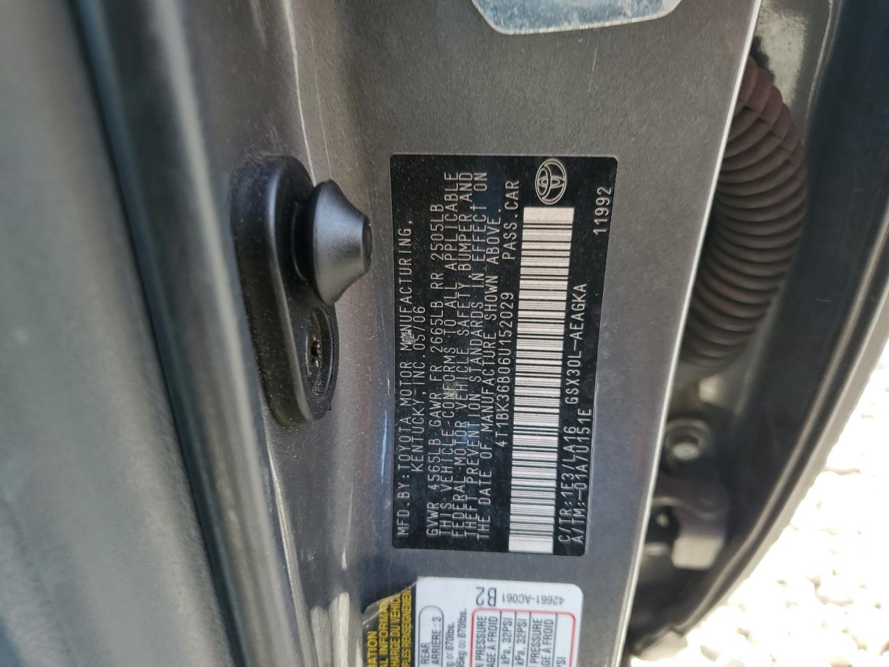 2006 Toyota Avalon Xl VIN: 4T1BK36B06U152029 Lot: 82676255