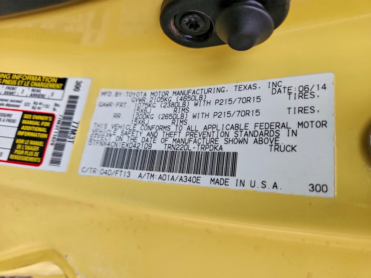 2014 Toyota Tacoma VIN: 5TFNX4CN1EX042109 Lot: 93745915