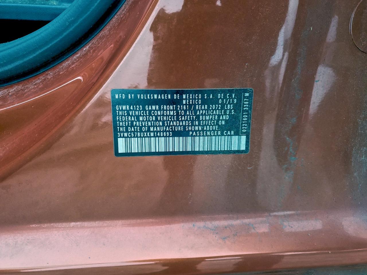 2019 Volkswagen Jetta S VIN: 3VWC57BUXKM148693 Lot: 93173335