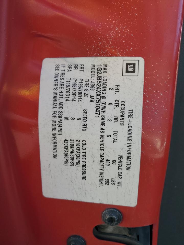 1999 Pontiac Sunfire Se VIN: 1G2JB524XX7510471 Lot: 91023265