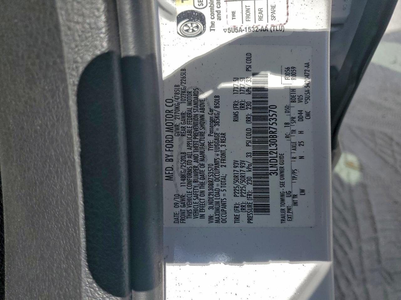 2011 Lincoln Mkz Hybrid VIN: 3LNDL2L30BR753570 Lot: 93629605