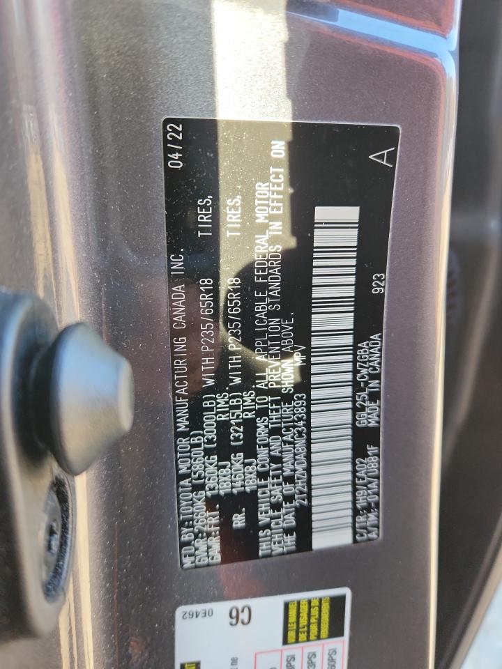 2022 Lexus Rx 350 VIN: 2T2HZMDA8NC343893 Lot: 92835425