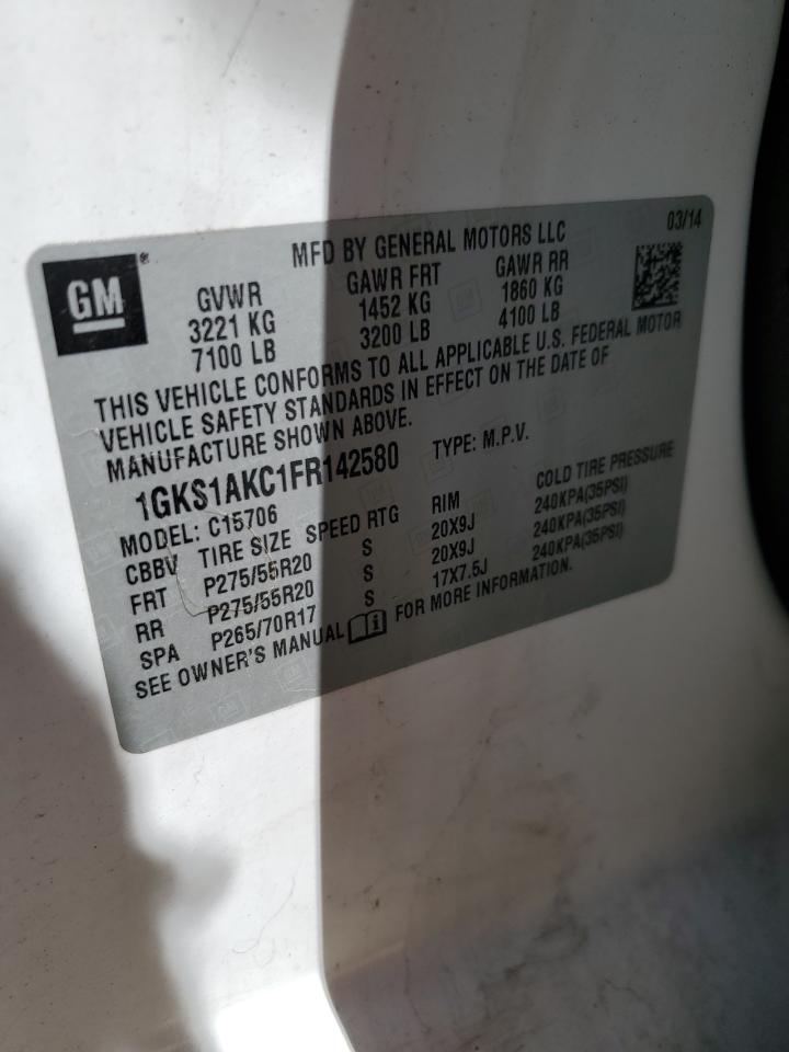 2015 GMC Yukon Sle VIN: 1GKS1AKC1FR142580 Lot: 90674495