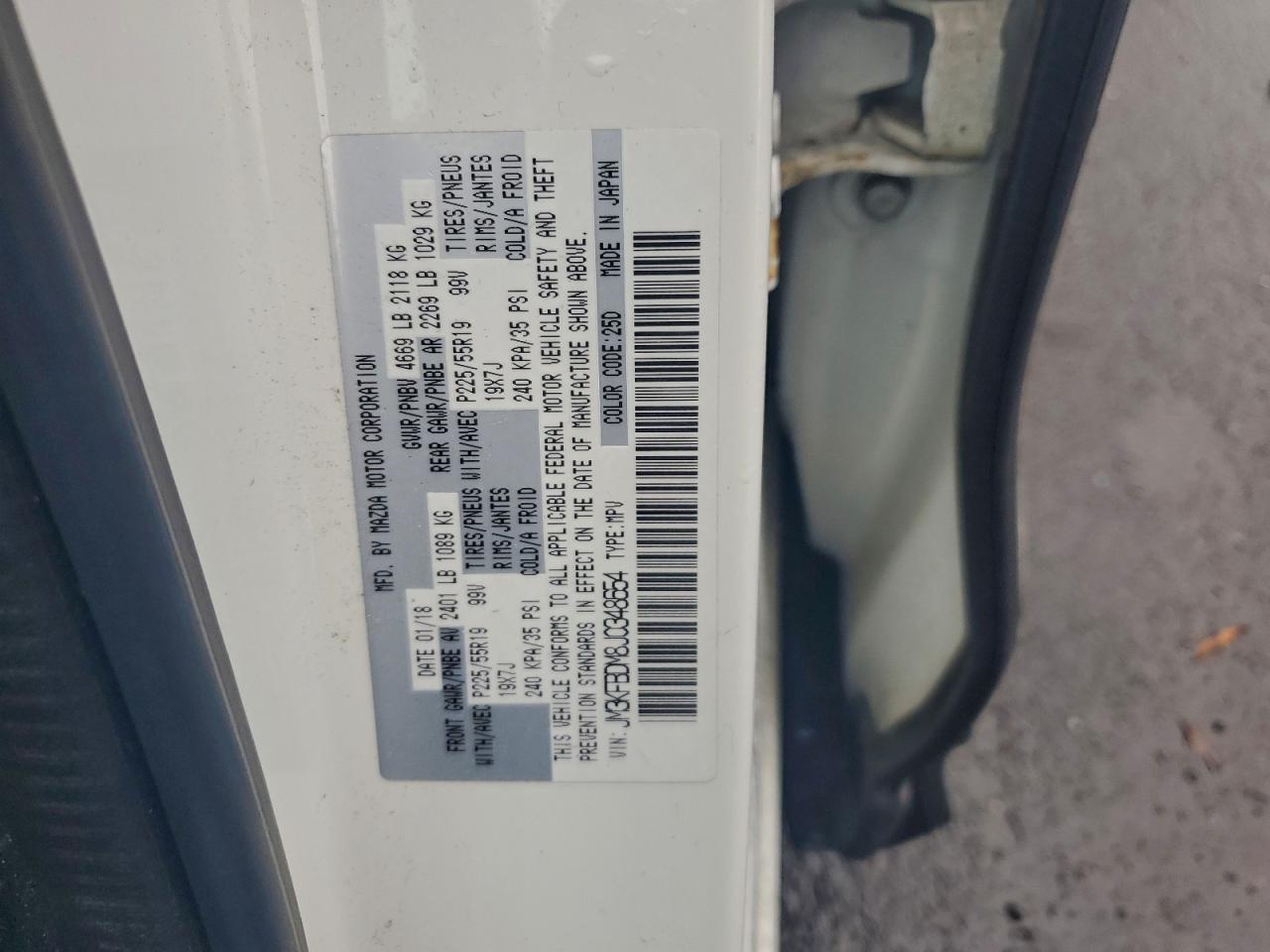 2018 Mazda Cx-5 Grand Touring VIN: JM3KFBDM8J0348654 Lot: 94435475