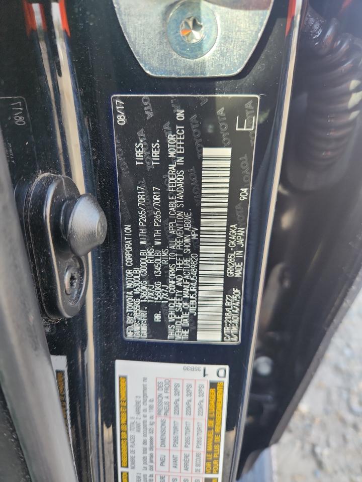 2018 Toyota 4Runner Sr5/Sr5 Premium VIN: JTEBU5JR4J5489820 Lot: 91209905