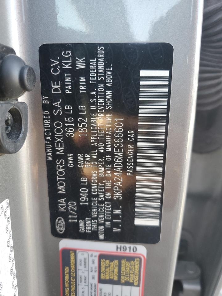 2021 Kia Rio Lx VIN: 3KPA24AD6ME366601 Lot: 90852475