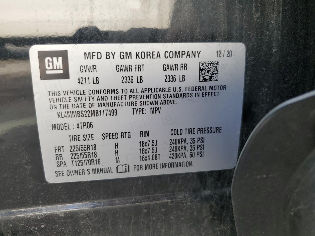 2021 Buick Encore Gx Preferred VIN: KL4MMBS22MB117499 Lot: 91648155