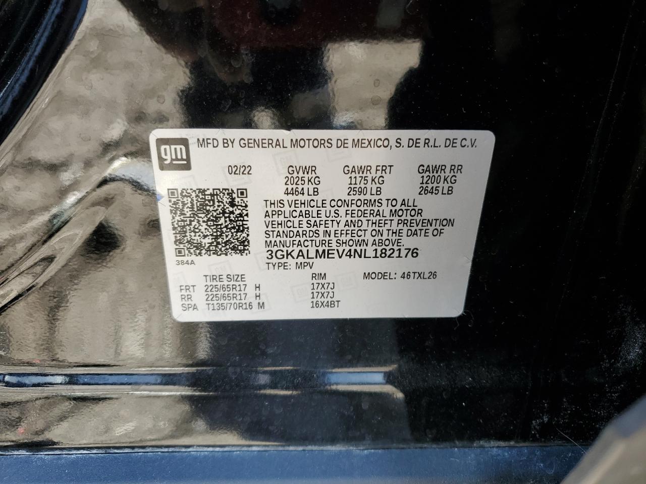 2022 GMC Terrain Sle VIN: 3GKALMEV4NL182176 Lot: 92219695