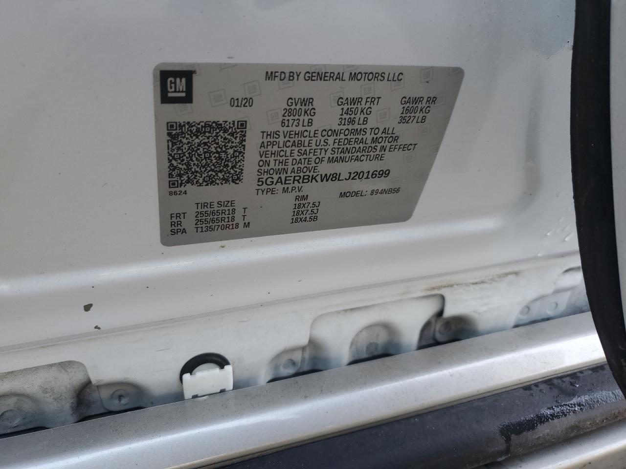 2020 Buick Enclave Essence VIN: 5GAERBKW8LJ201699 Lot: 91317265