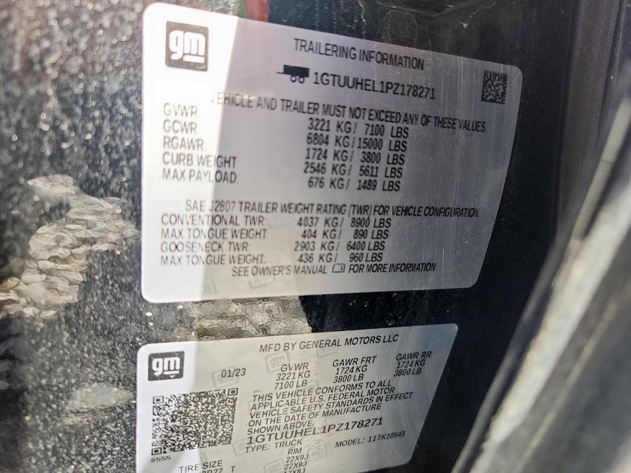 2023 GMC Sierra K1500 Denali Ultimate VIN: 1GTUUHEL1PZ178271 Lot: 92712945