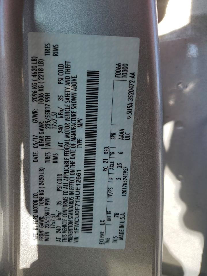 2017 Ford Escape S VIN: 1FMCU0F71HUE12661 Lot: 93261985