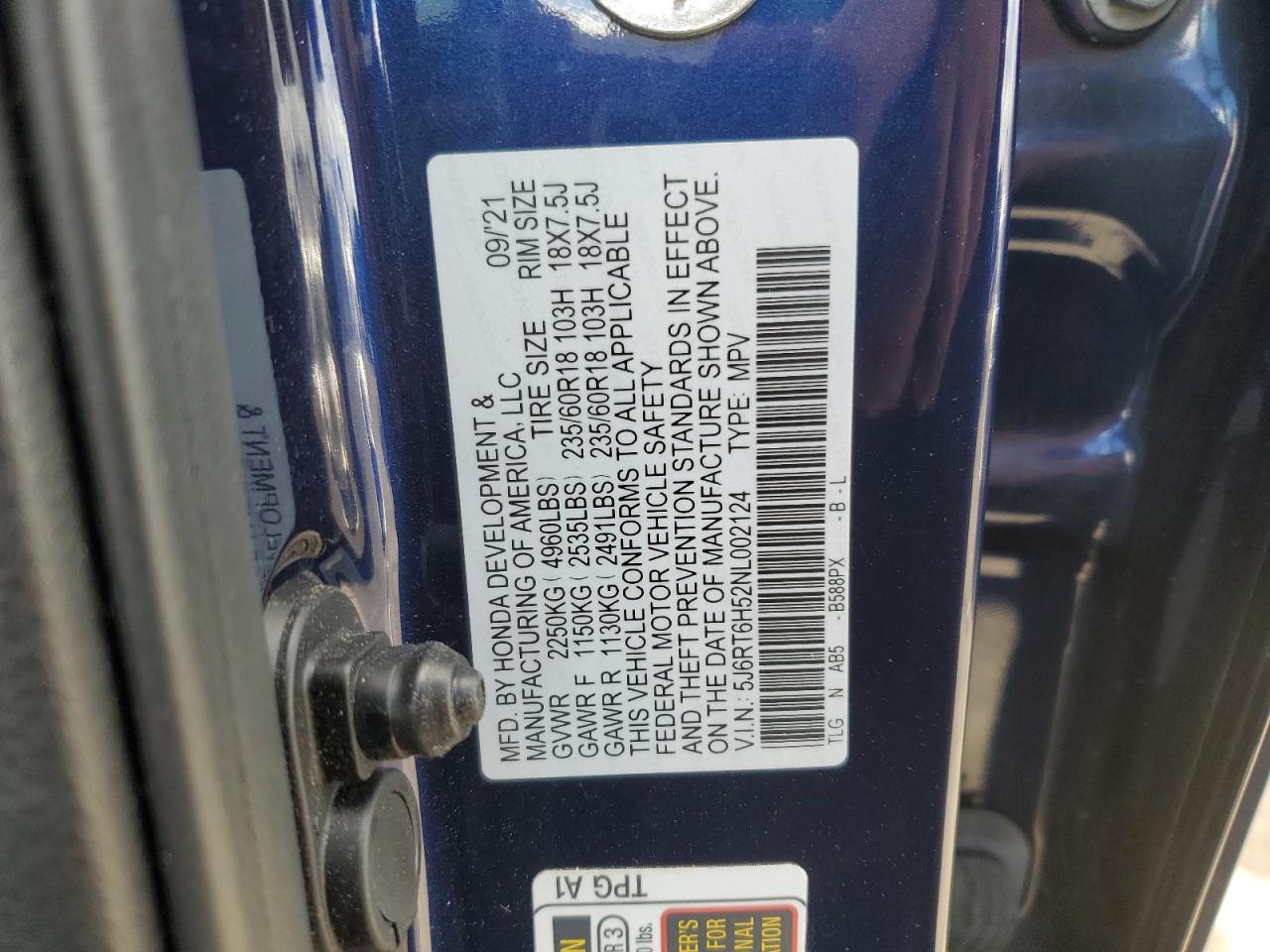 2022 Honda Cr-V Ex VIN: 5J6RT6H52NL002124 Lot: 91782675