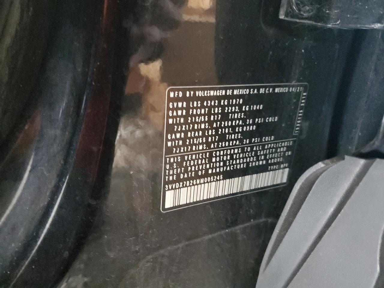 2022 Volkswagen Taos S VIN: 3VVDX7B26NM005245 Lot: 91804185