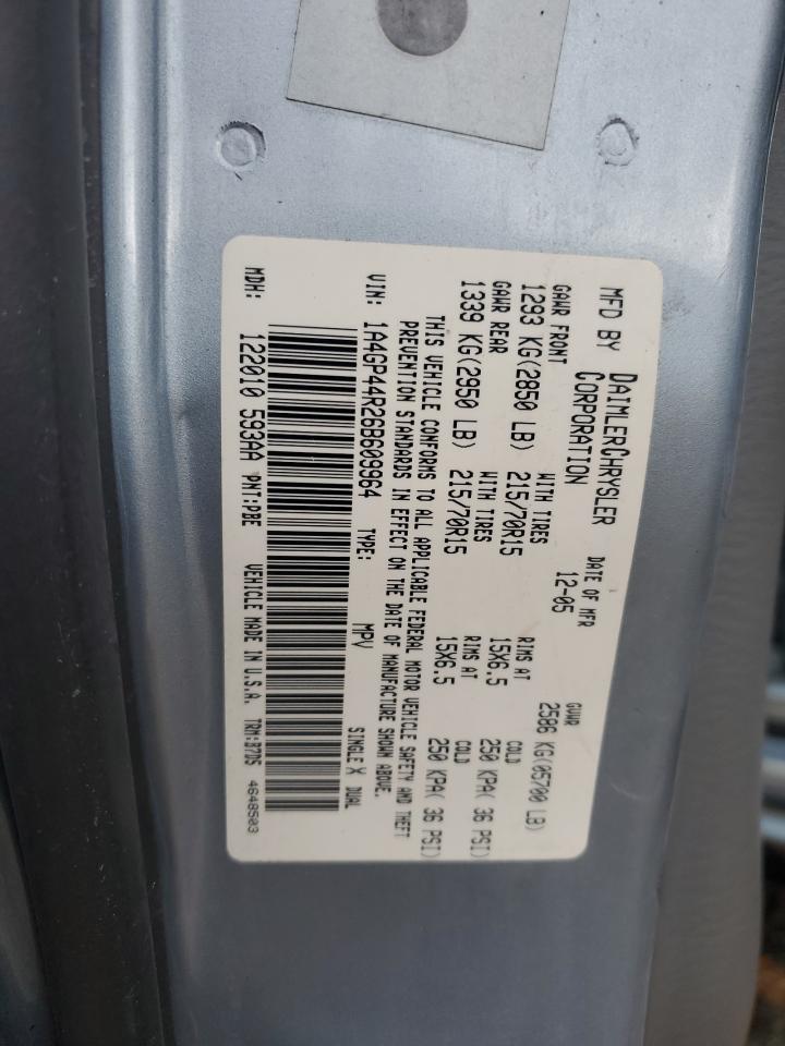 2006 Chrysler Town & Country Lx VIN: 1A4GP44R26B609964 Lot: 91124805