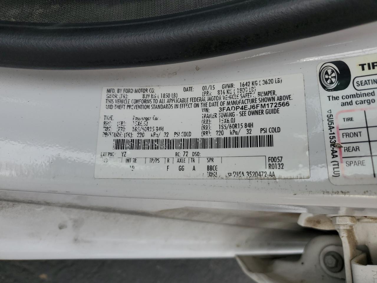 2015 Ford Fiesta Se VIN: 3FADP4EJ6FM172566 Lot: 90945125