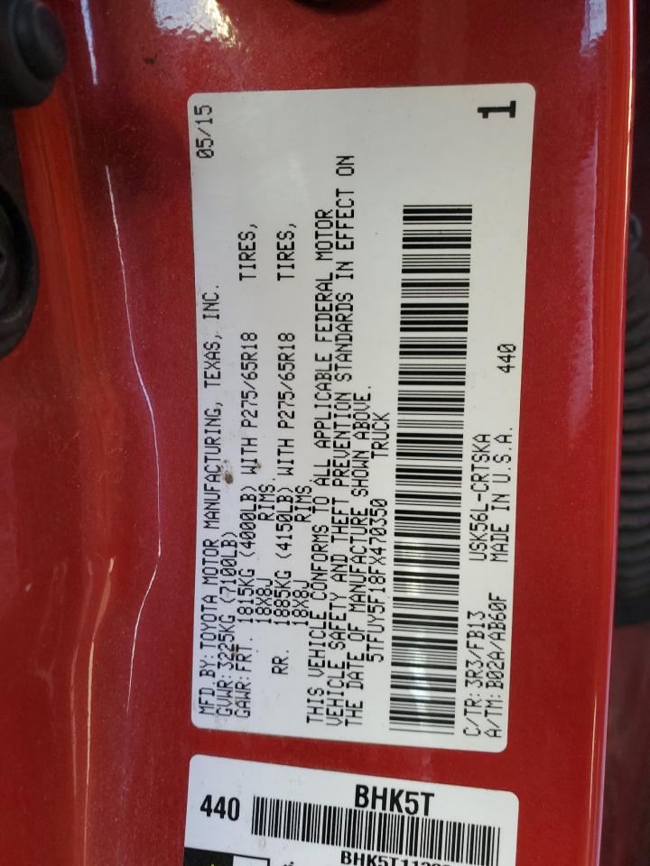 2015 Toyota Tundra Double Cab Sr VIN: 5TFUY5F18FX470350 Lot: 92901805