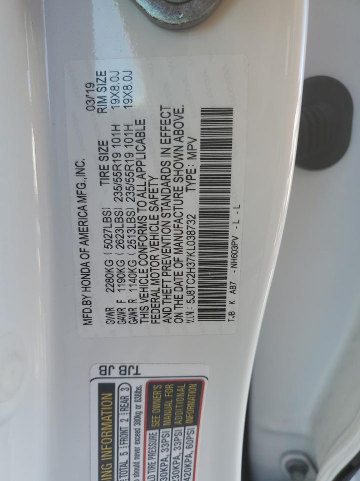 2019 Acura Rdx VIN: 5J8TC2H37KL038732 Lot: 91317915