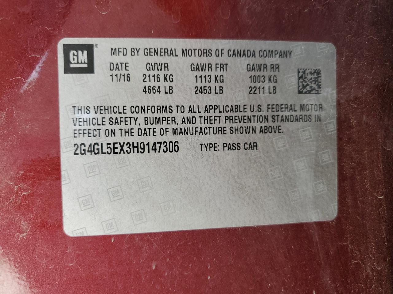 2017 Buick Regal Sport Touring VIN: 2G4GL5EX3H9147306 Lot: 92261085