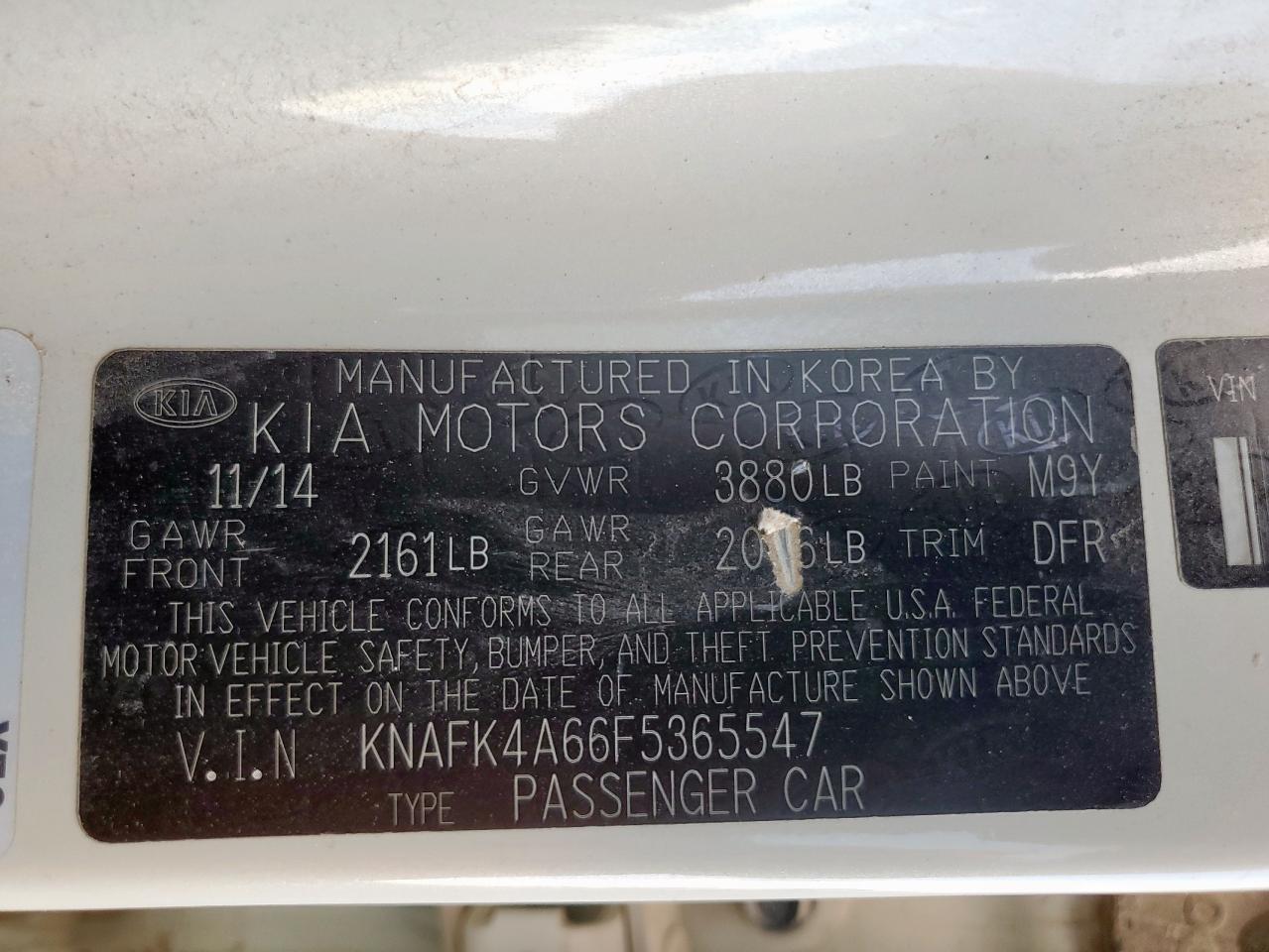 2015 Kia Forte Lx VIN: KNAFK4A66F5365547 Lot: 93105415