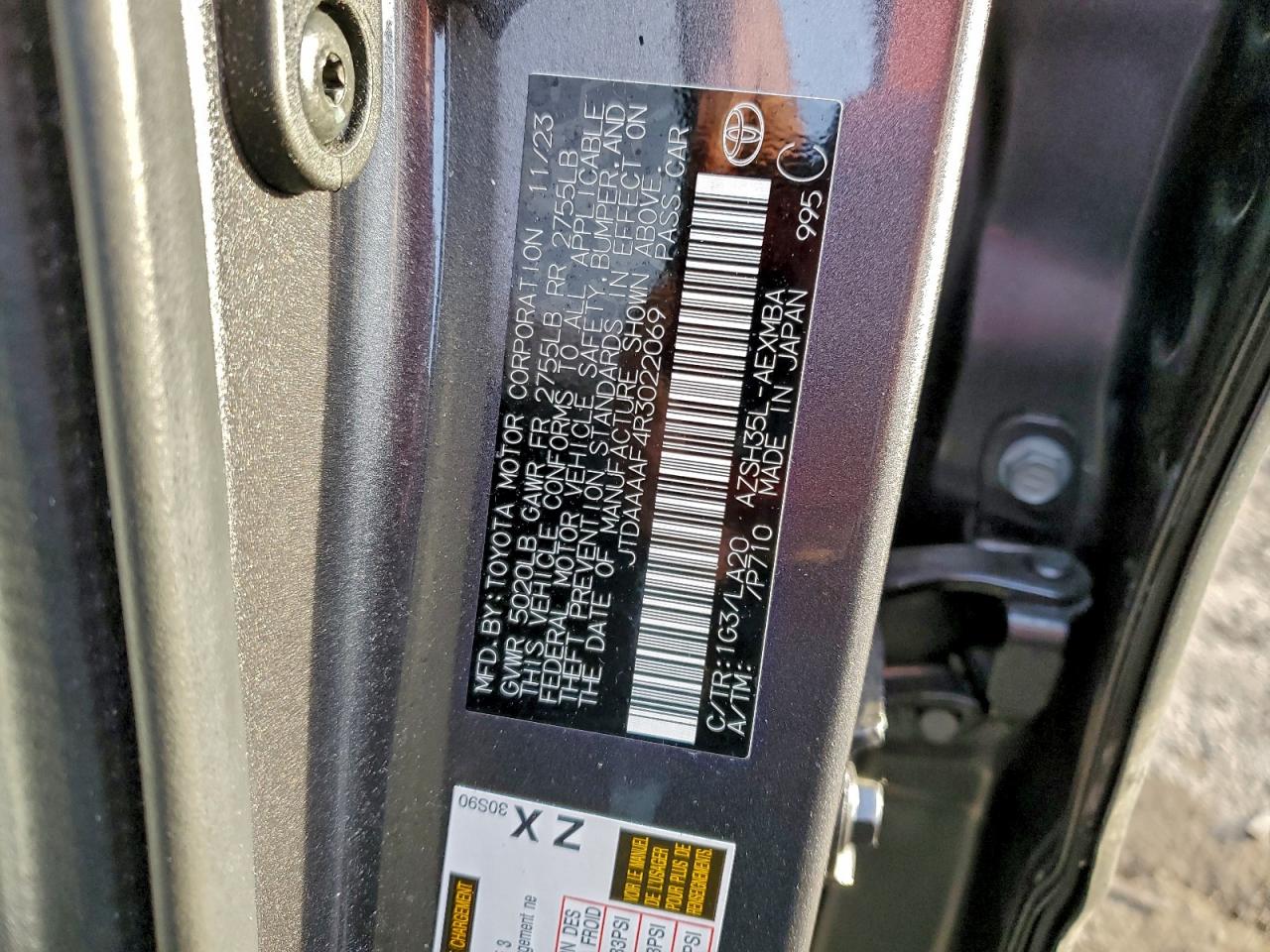 2024 Toyota Crown Xle VIN: JTDAAAAF4R3022069 Lot: 93454045