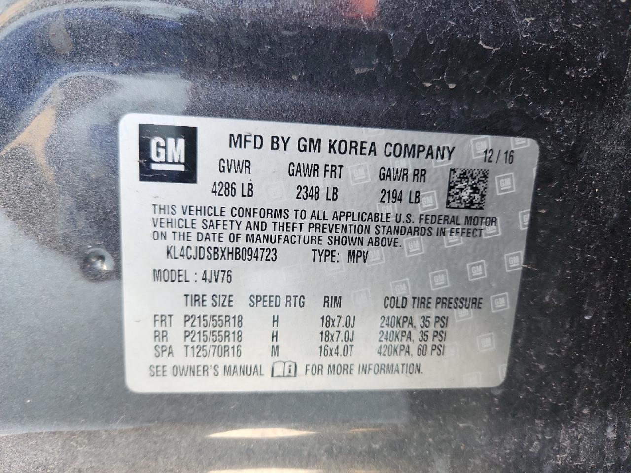 2017 Buick Encore Premium VIN: KL4CJDSBXHB094723 Lot: 92070075