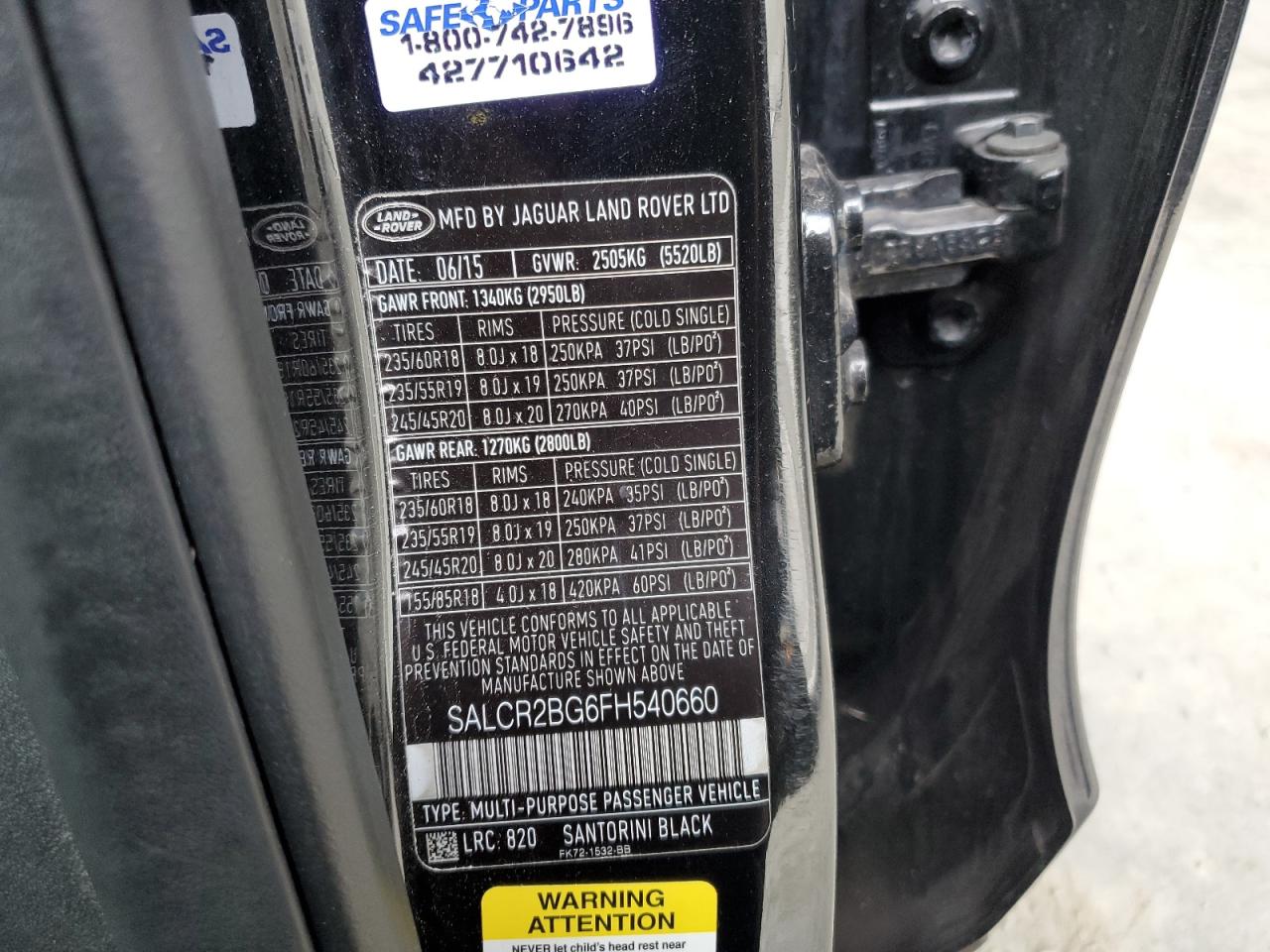 2015 Land Rover Discovery Sport Hse VIN: SALCR2BG6FH540660 Lot: 92762425