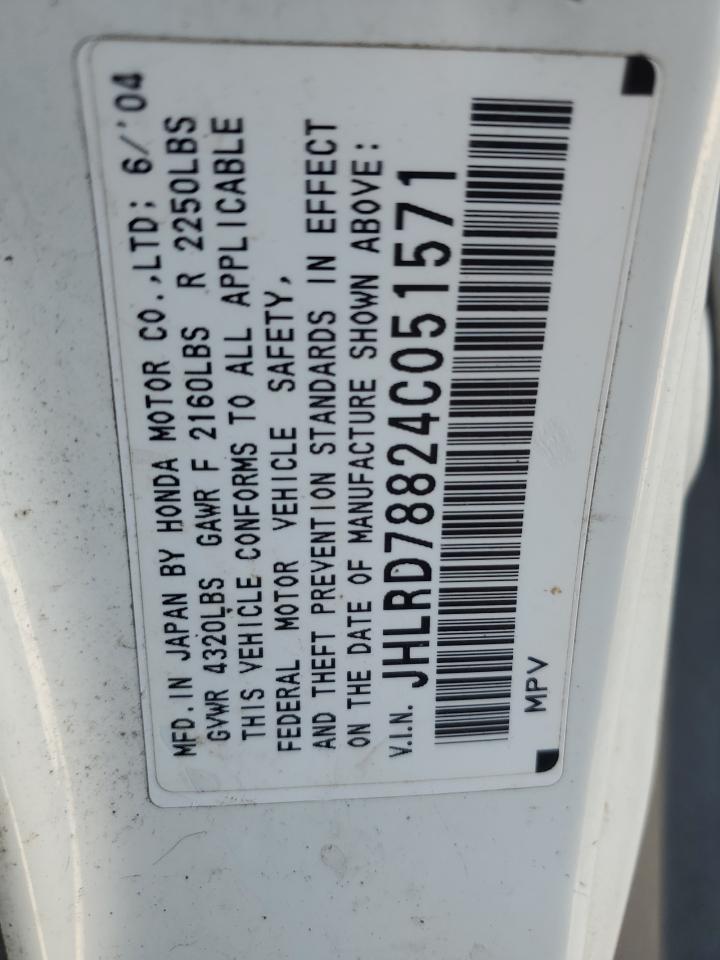 2004 Honda Cr-V Ex VIN: JHLRD78824C051571 Lot: 91778915